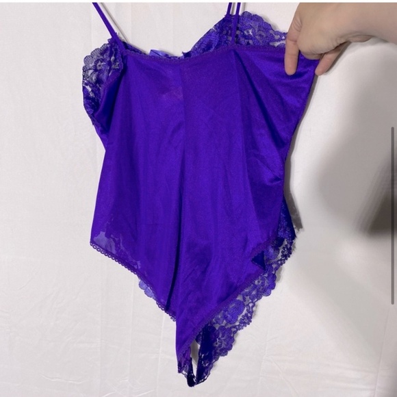 Vintage Purple Satin & Lace Teddy Lingerie With Sheer Jacket M - Picture 4 of 15